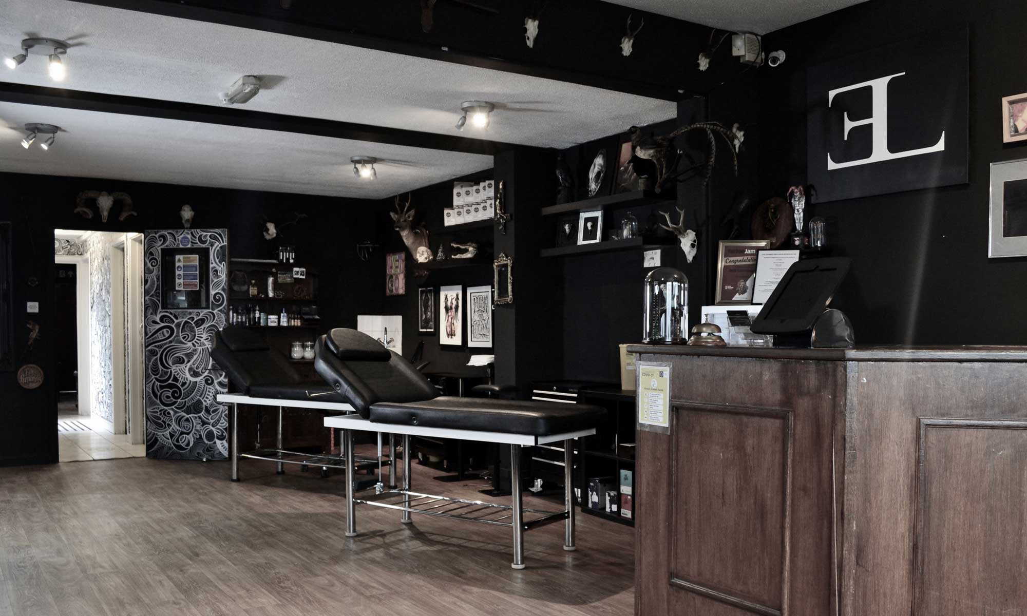 Inside Electric Lady Tattoos studio in Reading
